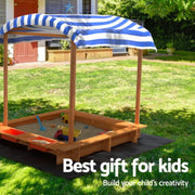 Danoz Kids - Keezi Kids Sandpit Wooden Sandbox Sand Pit with Canopy Water Basin Toys 146cm - danozdirect