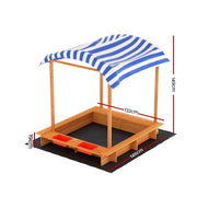 Danoz Kids - Keezi Kids Sandpit Wooden Sandbox Sand Pit with Canopy Water Basin Toys 146cm - danozdirect