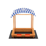 Danoz Kids - Keezi Kids Sandpit Wooden Sandbox Sand Pit with Canopy Water Basin Toys 146cm - danozdirect