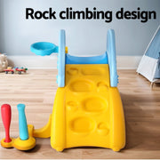 Danoz Kids - Keezi Kids Slide Set Baseball Bat Basketball Hoop Outdoor Playground 120cm Blue - danozdirect