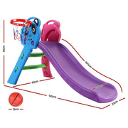 Danoz Kids - Keezi Kids Slide Set Basketball Hoop Indoor Outdoor Playground Toys 100cm Blue - danozdirect