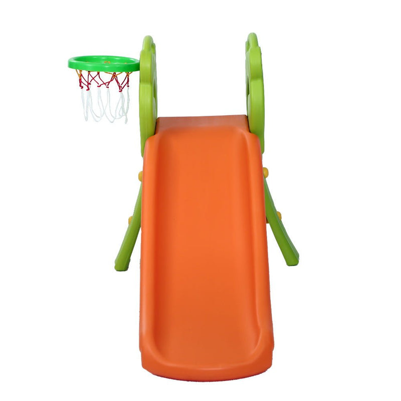 Danoz Kids - Keezi Kids Slide Set Basketball Hoop Indoor Outdoor Playground Toys 100cm Orange - danozdirect