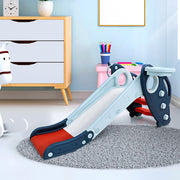 Danoz Kids - Keezi Kids Slide Set Basketball Hoop Rings Outdoor Playground Toys 110cm Blue - danozdirect