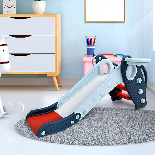 Danoz Kids - Keezi Kids Slide Set Basketball Hoop Rings Outdoor Playground Toys 110cm Blue - danozdirect