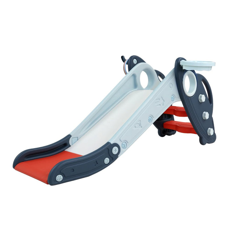 Danoz Kids - Keezi Kids Slide Set Basketball Hoop Rings Outdoor Playground Toys 110cm Blue - danozdirect