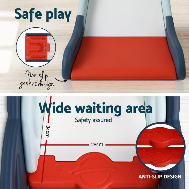 Danoz Kids - Keezi Kids Slide Set Basketball Hoop Rings Outdoor Playground Toys 110cm Blue - danozdirect