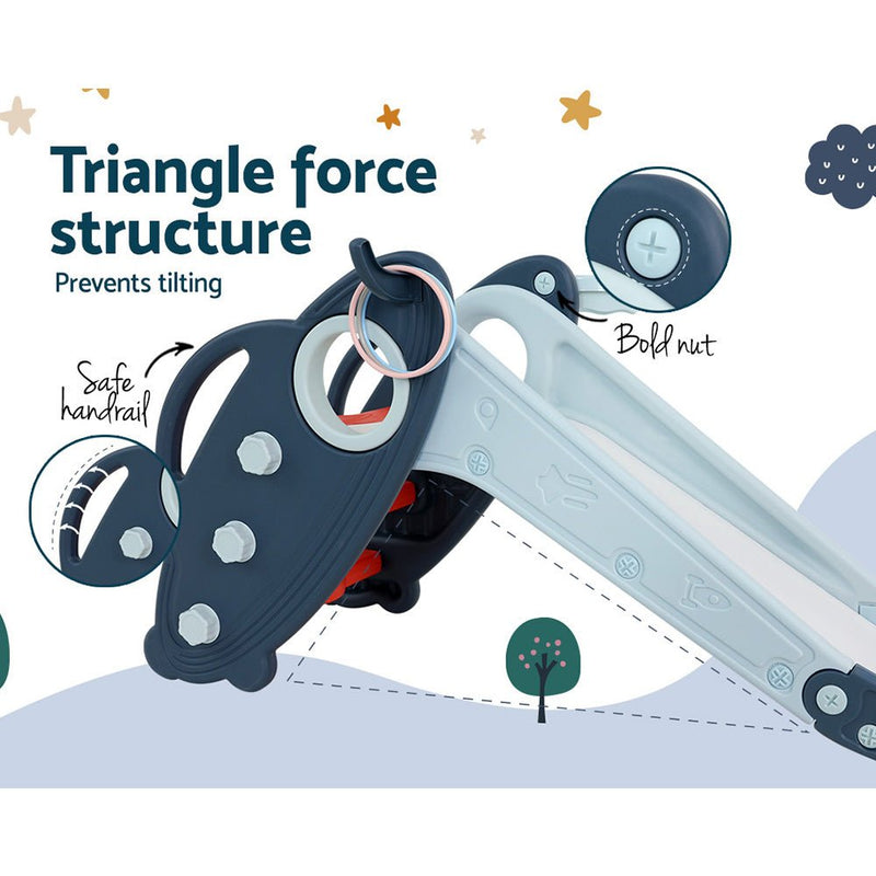 Danoz Kids - Keezi Kids Slide Set Basketball Hoop Rings Outdoor Playground Toys 110cm Blue - danozdirect