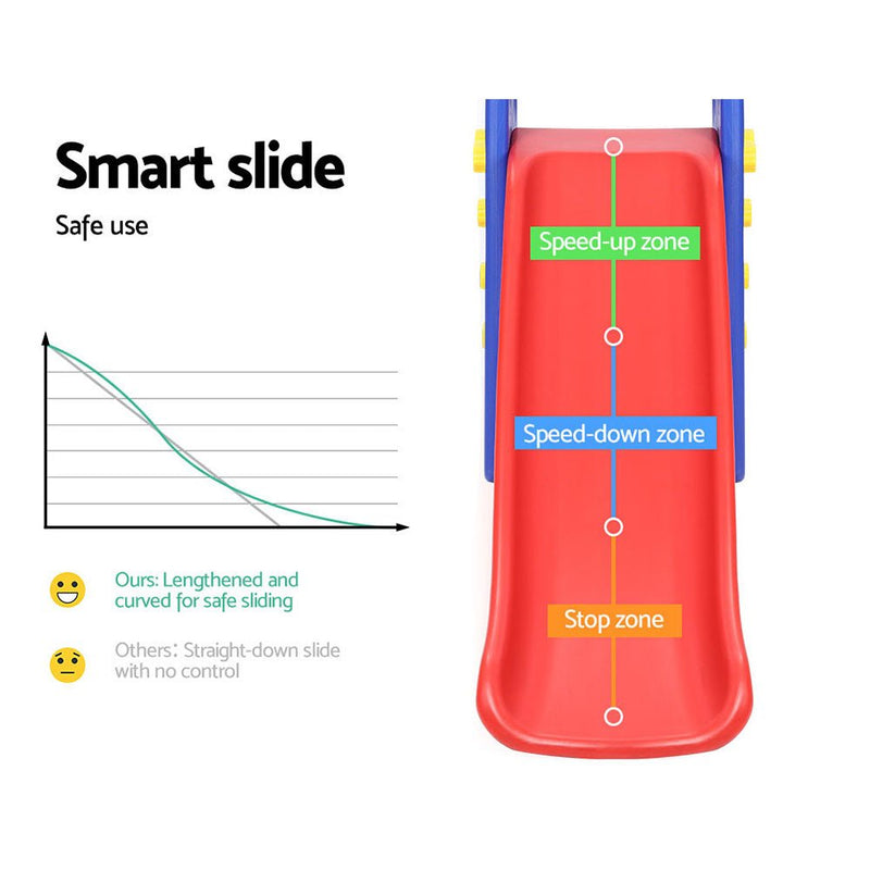 Danoz Kids - Keezi Kids Slide Swing Set Basketball Hoop Outdoor Playground Toys 120cm Blue - danozdirect