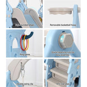 Danoz Kids - Keezi Kids Slide Swing Set Basketball Hoop Rings Outdoor Playground 170cm Blue - danozdirect