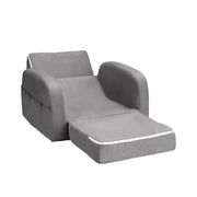 Danoz Kids - Keezi Kids Sofa 1 Seater Children Flip Open Couch Lounger Armchair Soft Grey - danozdirect