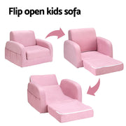 Danoz Kids - Keezi Kids Sofa 1 Seater Children Flip Open Couch Lounger Armchair Soft Pink - danozdirect