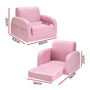 Danoz Kids - Keezi Kids Sofa 1 Seater Children Flip Open Couch Lounger Armchair Soft Pink - danozdirect
