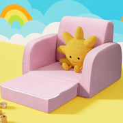 Danoz Kids - Keezi Kids Sofa 1 Seater Children Flip Open Couch Lounger Armchair Soft Pink - danozdirect