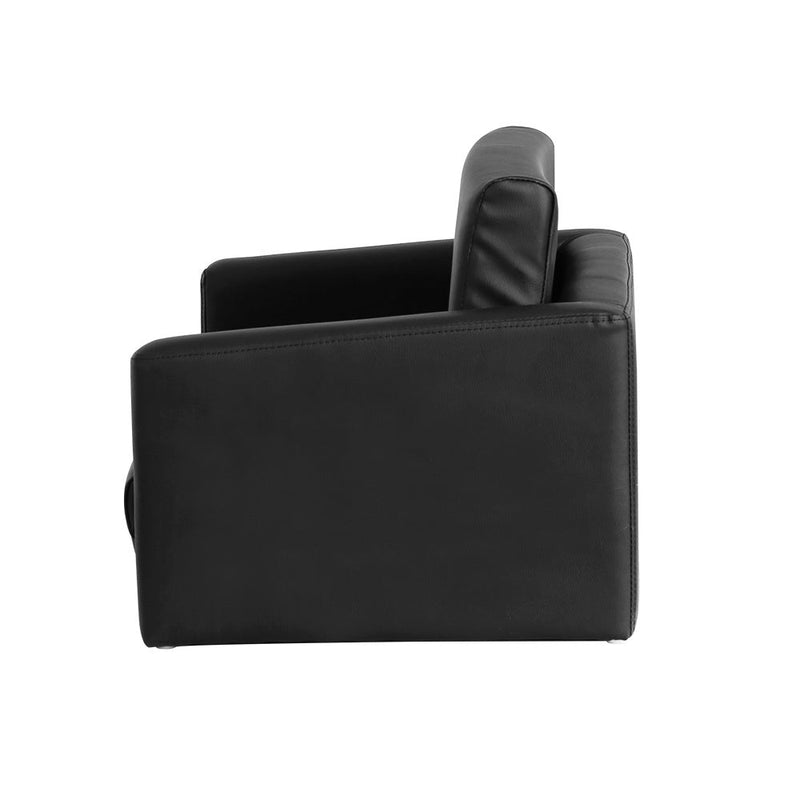 Danoz Kids - Keezi Kids Sofa 2 Seater Children Flip Open Couch PU Leather Armchair Black - danozdirect