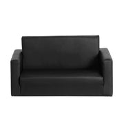 Danoz Kids - Keezi Kids Sofa 2 Seater Children Flip Open Couch PU Leather Armchair Black - danozdirect