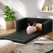 Danoz Kids - Keezi Kids Sofa 2 Seater Children Flip Open Couch PU Leather Armchair Black - danozdirect