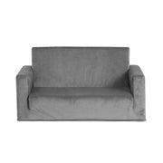 Danoz Kids - Keezi Kids Sofa 2 Seater Children Flip Open Couch Velvet Armchair Grey - danozdirect