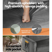 Danoz Kids - Keezi Kids Sofa 2 Seater Children Flip Open Couch Velvet Armchair Grey - danozdirect