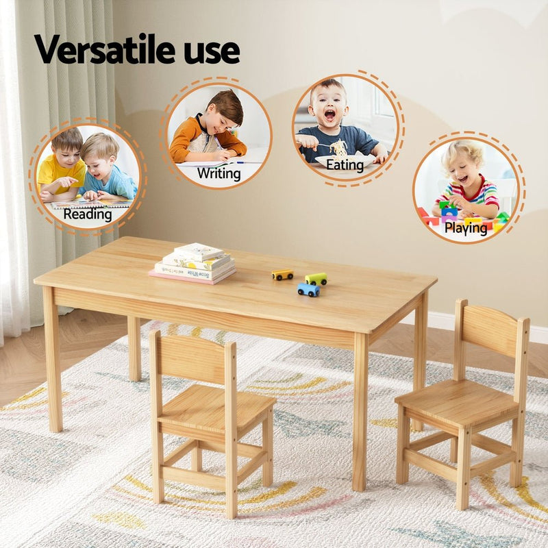Danoz Kids - Keezi Kids Table and 2 Chairs Set Pinewood - danozdirect