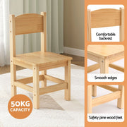 Danoz Kids - Keezi Kids Table and 2 Chairs Set Pinewood - danozdirect