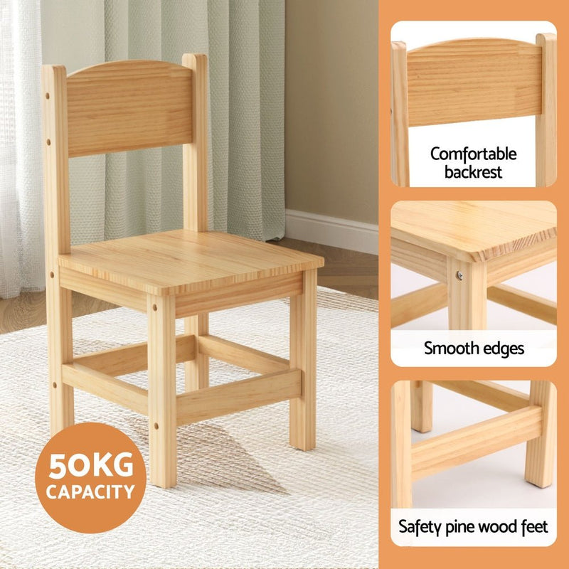 Danoz Kids - Keezi Kids Table and 2 Chairs Set Pinewood - danozdirect