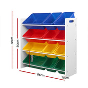 Danoz Kids - Keezi Kids Toy Box 12 Bins Bookshelf Organiser Children Storage Rack - danozdirect