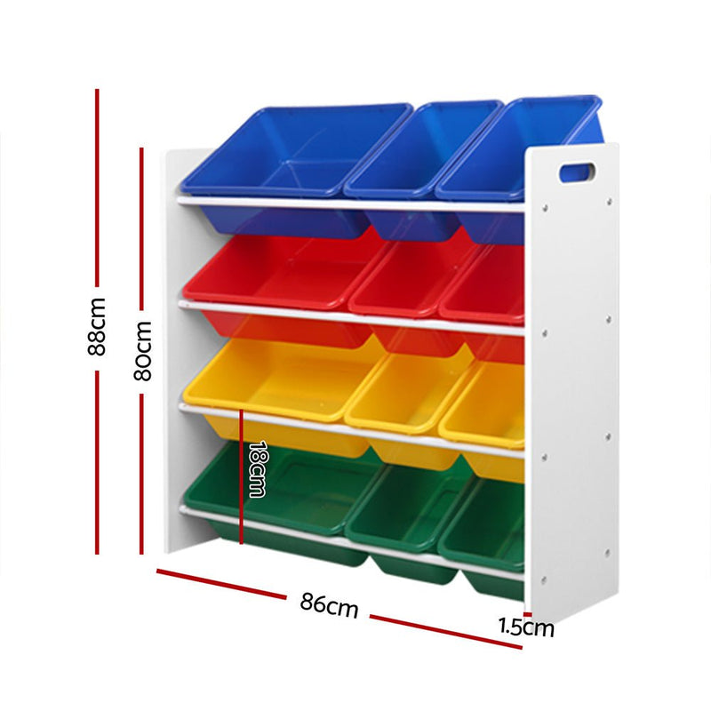 Danoz Kids - Keezi Kids Toy Box 12 Bins Bookshelf Organiser Children Storage Rack - danozdirect