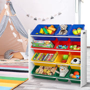 Danoz Kids - Keezi Kids Toy Box 12 Bins Bookshelf Organiser Children Storage Rack - danozdirect