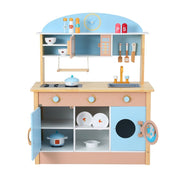 Danoz Kids - Keezi Kids Wooden Pretend Kitchen Play Sets Cooking Toys Pot Pan Bowls Oven Dishwasher 80CM Blue - danozdirect