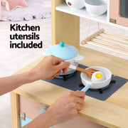 Danoz Kids - Keezi Kids Wooden Pretend Kitchen Play Sets Cooking Toys Pot Pan Bowls Oven Dishwasher 80CM Blue - danozdirect