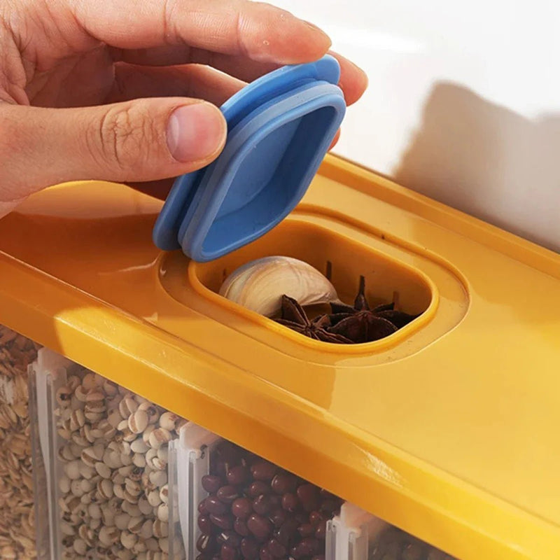 Danoz Kitchen 🍳 2/4/6 Grids Cereal Dispenser Wall - Mounted Sealed Cereal Storage Container Grain Storage Box - danozdirect
