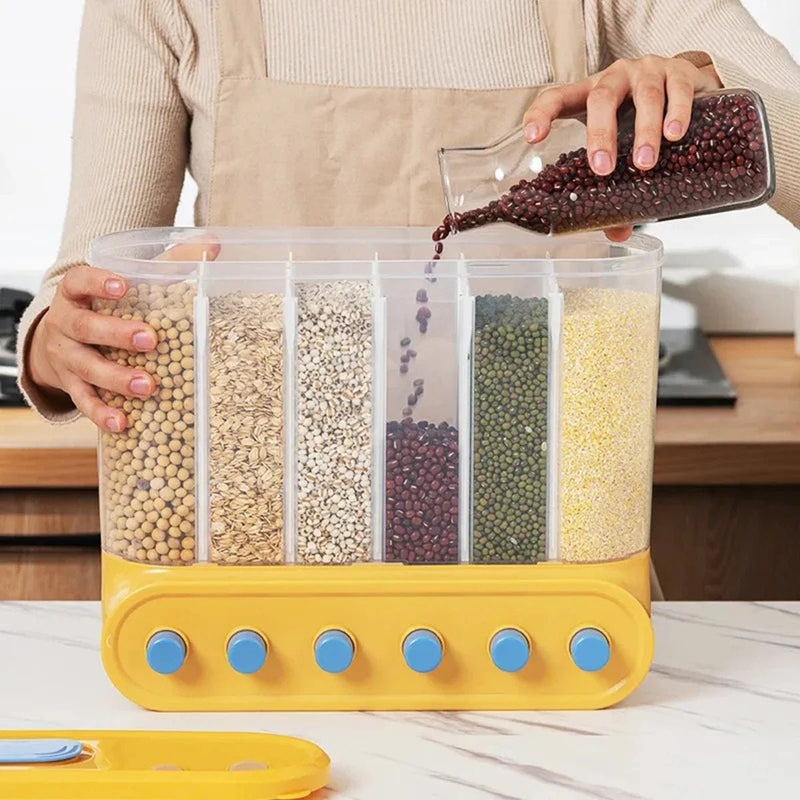 Danoz Kitchen 🍳 2/4/6 Grids Cereal Dispenser Wall - Mounted Sealed Cereal Storage Container Grain Storage Box - danozdirect