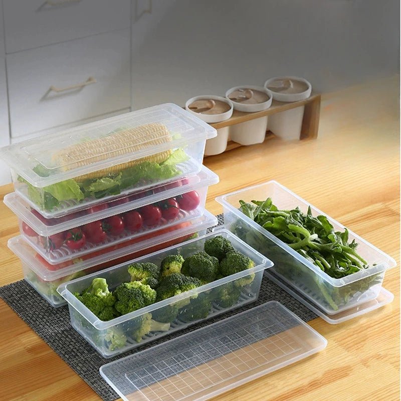 Danoz Kitchen - 4 Pack Airtight Stackable Food Storage Containers Set with Lids & Detachable Drain Tray - Reusable Refrigerator Organizer - danozdirect