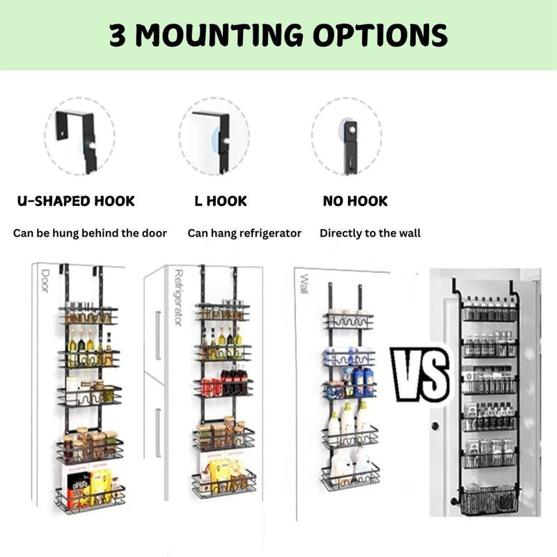 Danoz Kitchen - 4 Tier Adjustable Baskets Over Door Pantry Organizer for Home Kitchen - danozdirect