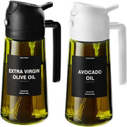 Danoz Kitchen - 470 ml Oil Sprayer for Cooking,2 - in - 1 Olive Oil Dispenser and Oil Spray Bottle,Oil Spray with Stickers,Thick Glass Spray Bottle - danozdirect