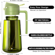 Danoz Kitchen - 470 ml Oil Sprayer for Cooking,2 - in - 1 Olive Oil Dispenser and Oil Spray Bottle,Oil Spray with Stickers,Thick Glass Spray Bottle - danozdirect