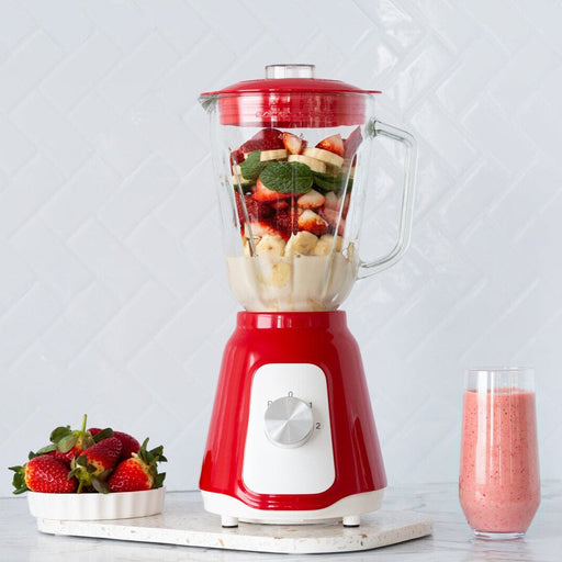 Danoz Kitchen - 500W Glass Blender with Two Adjustable Speeds 1.5L - Red - danozdirect
