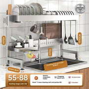 Danoz Kitchen - Adjustable Sink Drying Rack Over The Sink Dish Drying Holder Stainless Steel Kitchen Storage Dish Drainer Auto Drainage Hanger - danozdirect