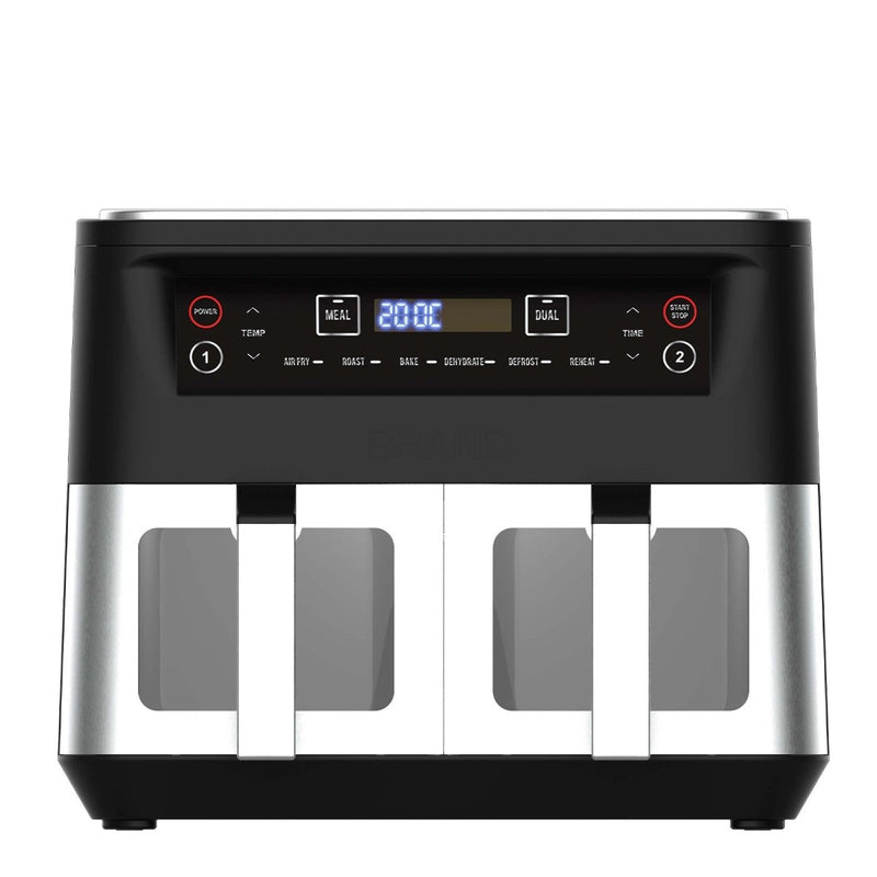 Danoz Kitchen Couture Dual View 2 x 5 Litre (10 Litre) Air Fryer Stainless Steel - danozdirect