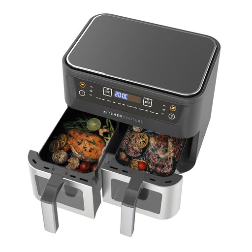 Danoz Kitchen Couture Dual View 2 x 5 Litre (10 Litre) Air Fryer Stainless Steel - danozdirect