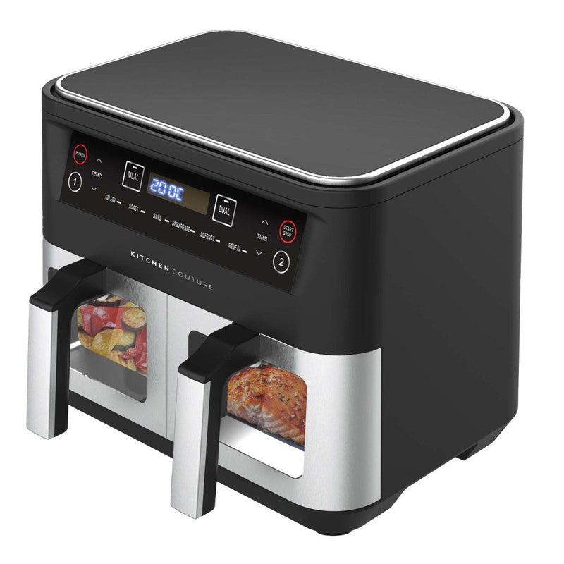 Danoz Kitchen Couture Dual View 2 x 5 Litre (10 Litre) Air Fryer Stainless Steel - danozdirect