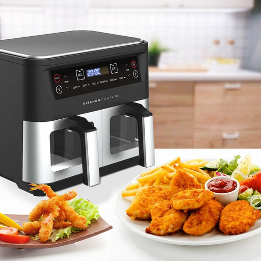 Danoz Kitchen Couture Dual View 2 x 5 Litre (10 Litre) Air Fryer Stainless Steel - danozdirect