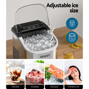 Danoz Kitchen - Devanti 12kg Ice Maker Machine w/Self Cleaning Silver - danozdirect