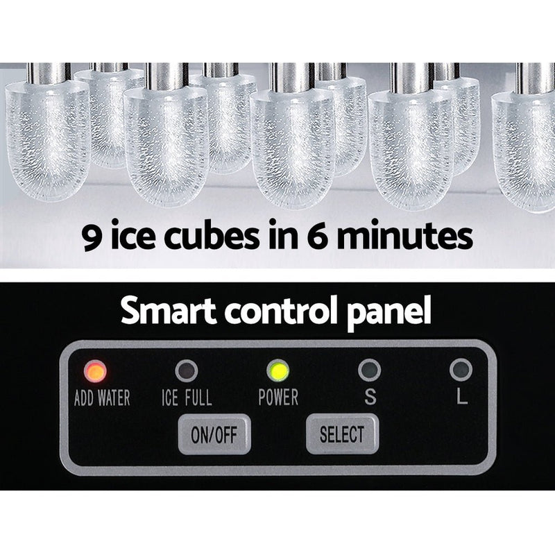 Danoz Kitchen - Devanti 12kg Ice Maker Machine w/Self Cleaning Silver - danozdirect