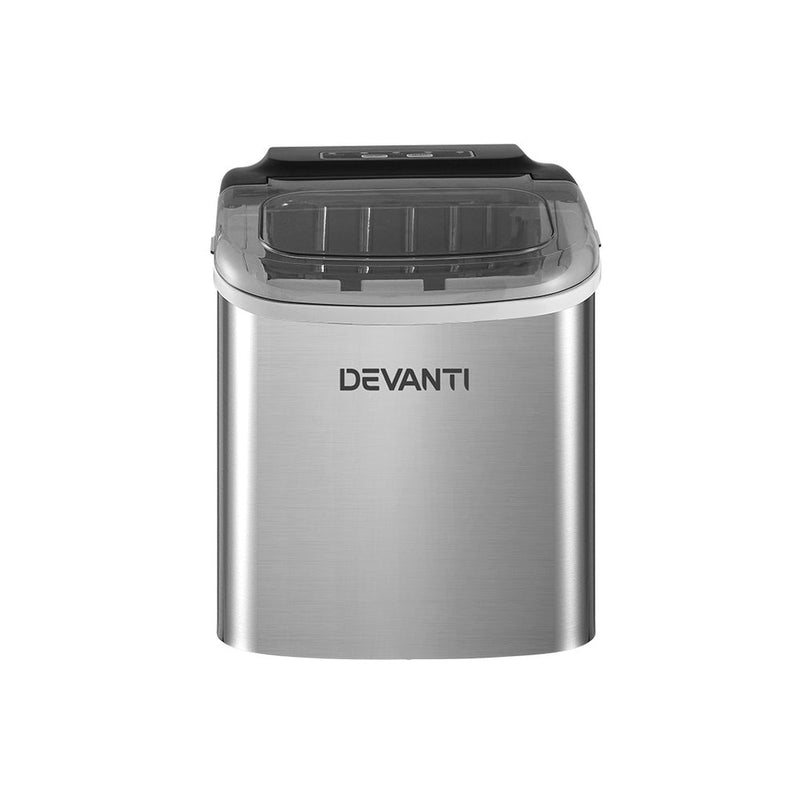 Danoz Kitchen - Devanti 12kg Ice Maker Machine w/Self Cleaning Silver - danozdirect
