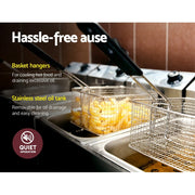 Danoz Kitchen - Devanti 20L Electric Commercial Deep Fryer Double Baskets 4400W Incl. Delivery - danozdirect