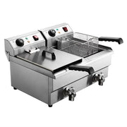 Danoz Kitchen - Devanti 20L Electric Commercial Deep Fryer Double Baskets Oil Taps 6000W - danozdirect