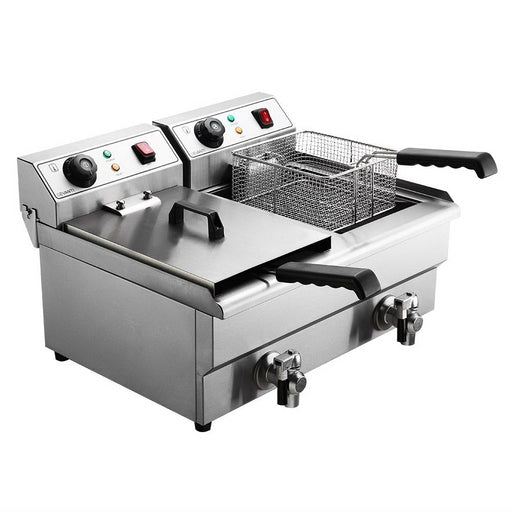 Danoz Kitchen - Devanti 20L Electric Commercial Deep Fryer Double Baskets Oil Taps 6000W - danozdirect
