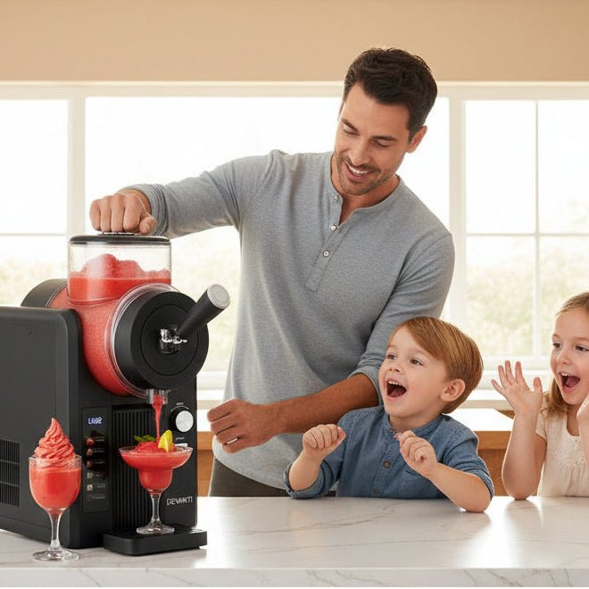 Danoz Kitchen - Devanti 2L Slushie Machine Ice Cream Maker Frozen Smoothies Milkshakes Black - danozdirect