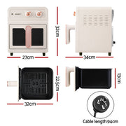 Danoz Kitchen - Devanti 6L Air Fryer Knob Control 1700W Cream - Super Deal! - danozdirect